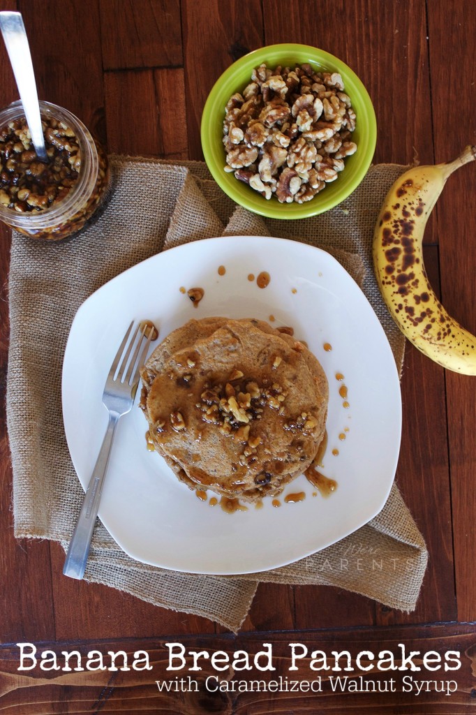 banana bread pancakes caramelized walnut syrup recipe